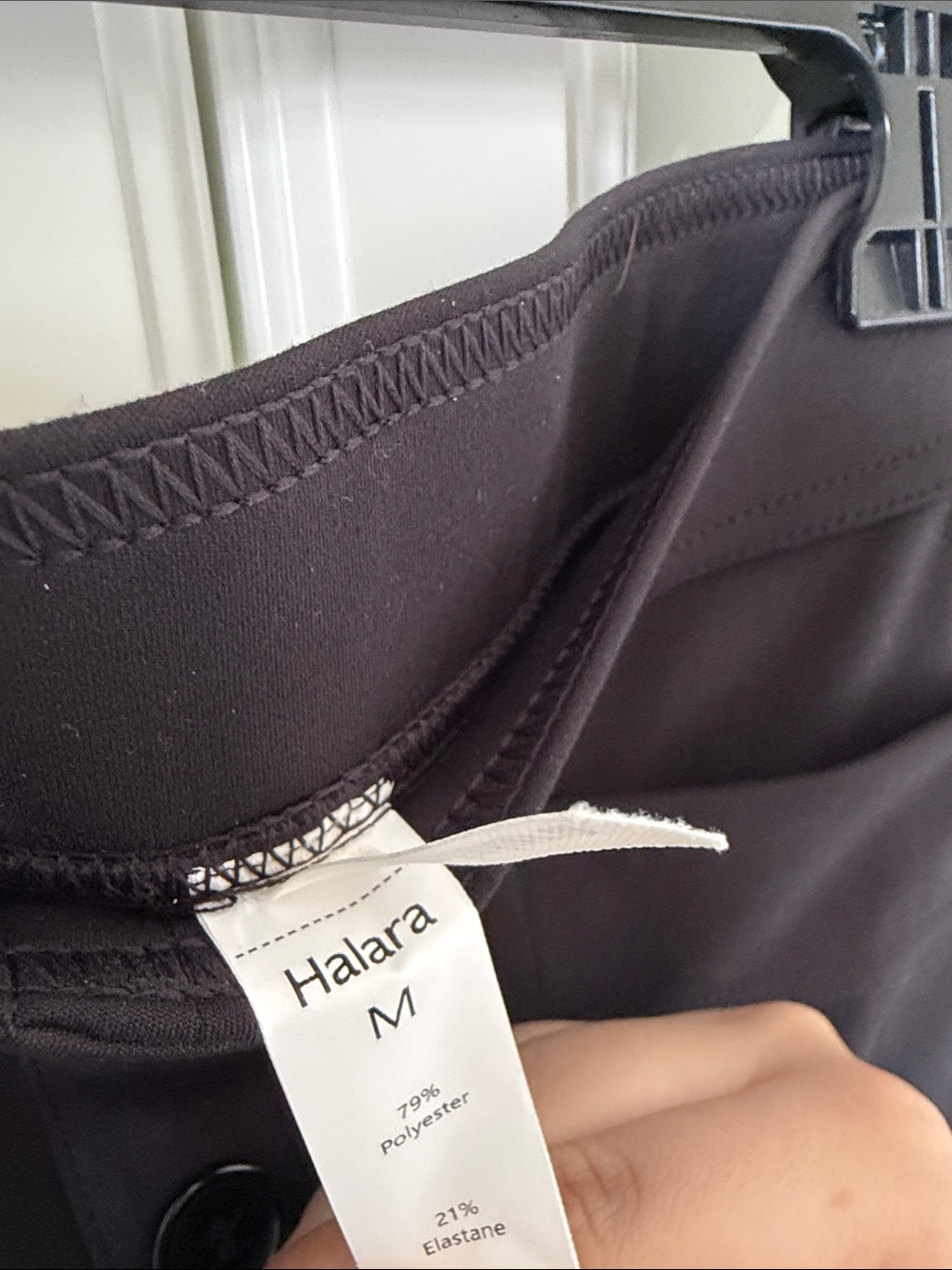 Black High-Waist Wide Leg Pants with Front Button Detail - Picture 2 of 3